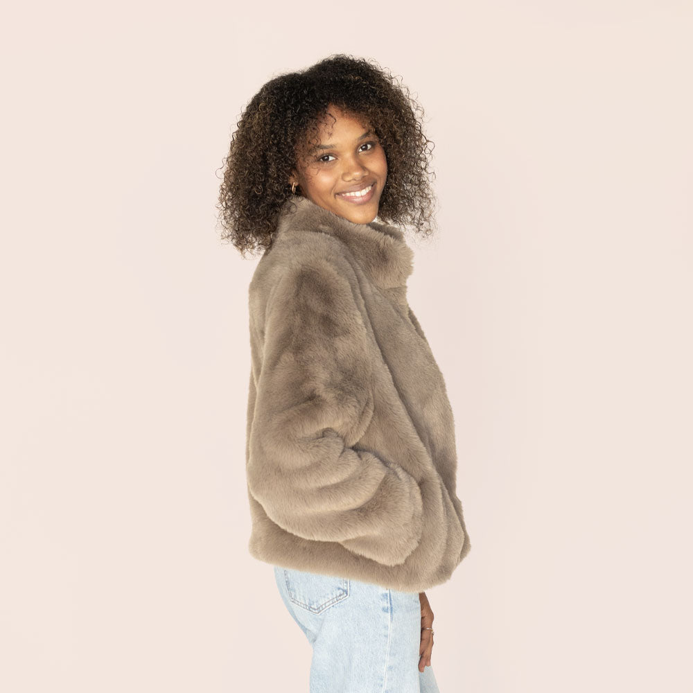 White company fur jacket sales