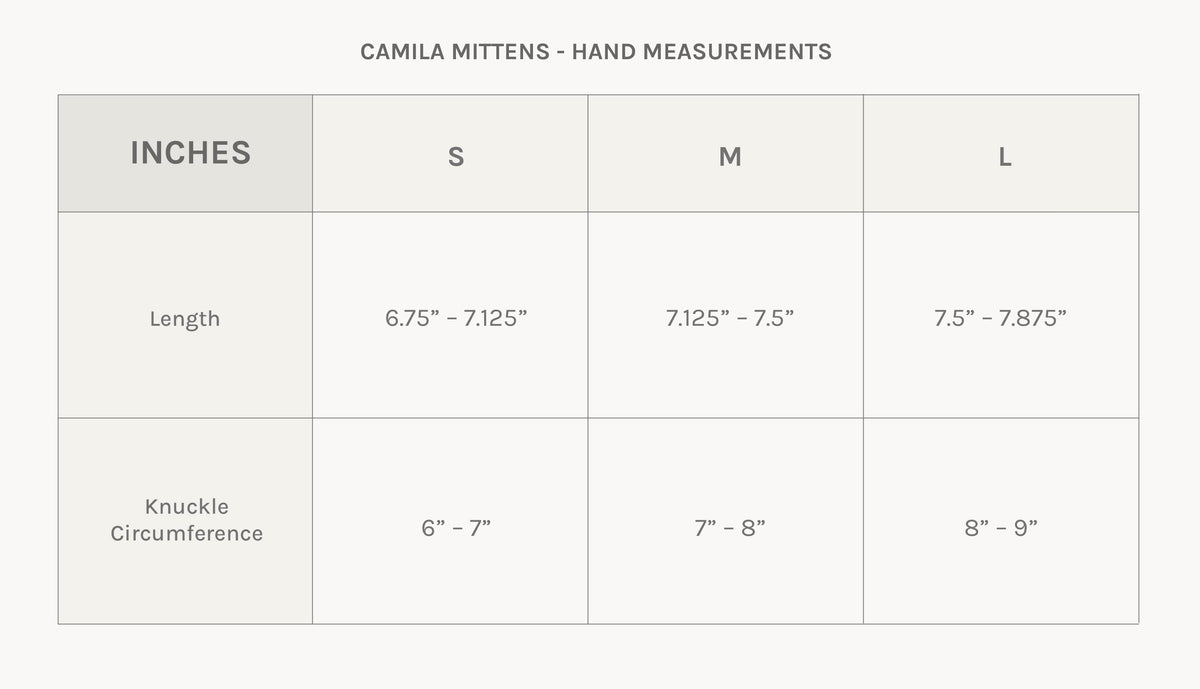 KOMBI Camilia Mittens Sizing Page Jilly Box