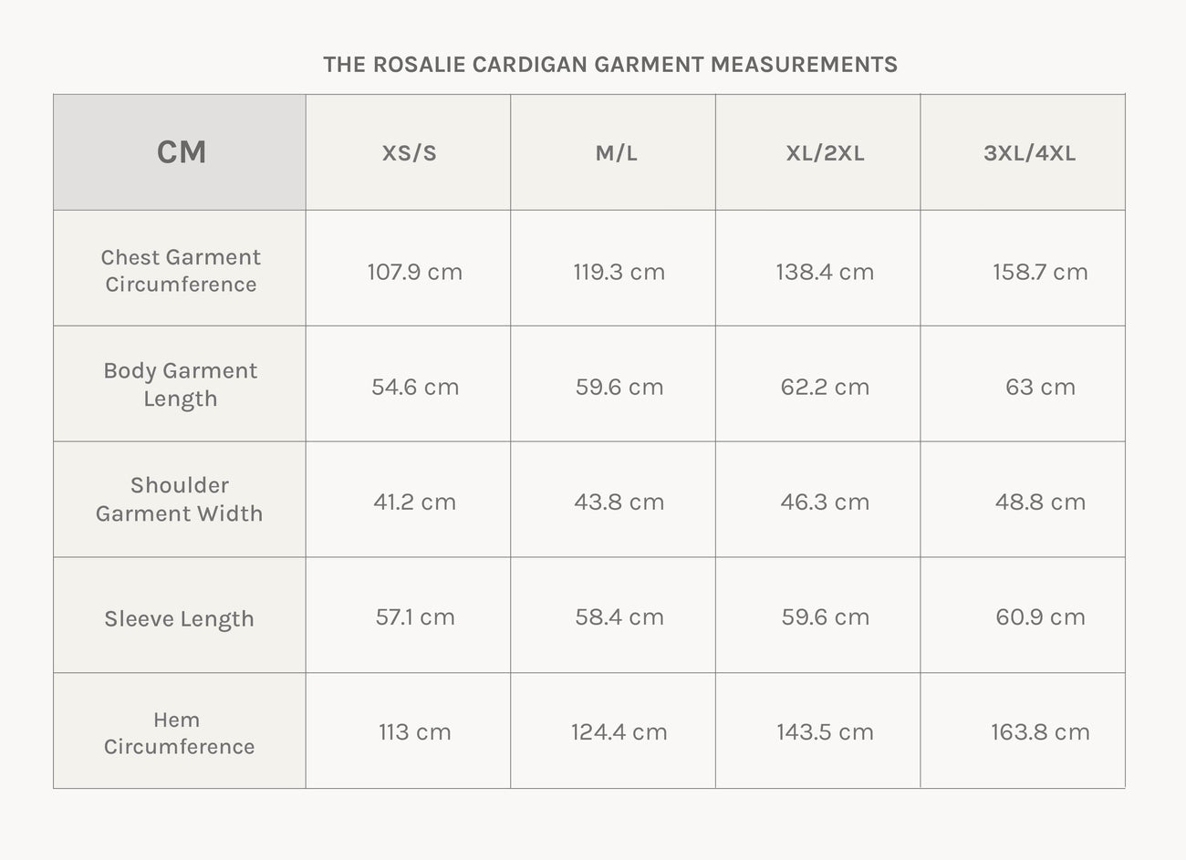 Smash & Tess The Rosalie Cardigan Sizing Page Jilly Box