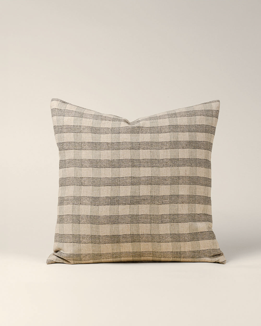 Indaba Block Print Plaid Linen Pillow - Thumbnail 4