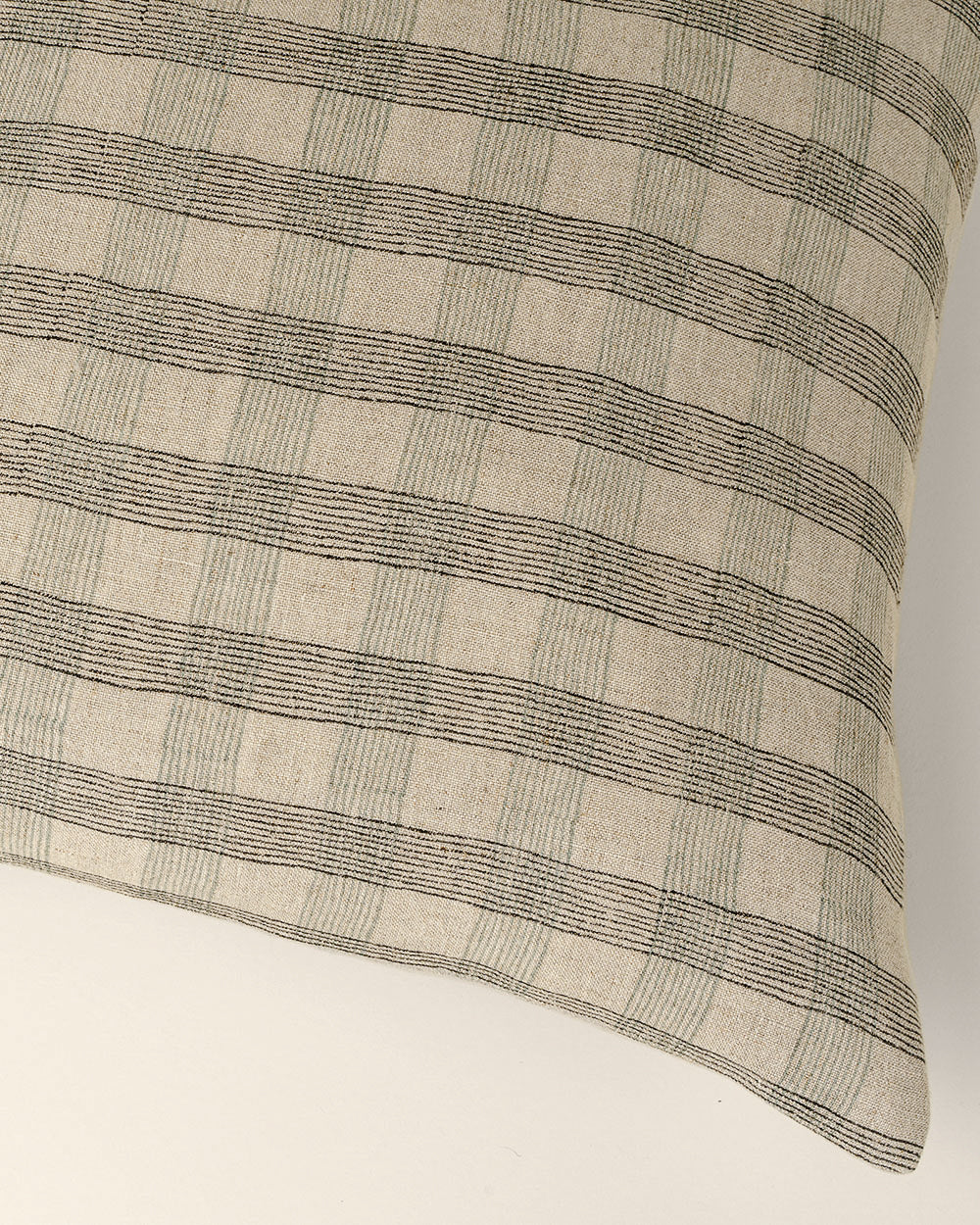 Indaba Block Print Plaid Linen Pillow