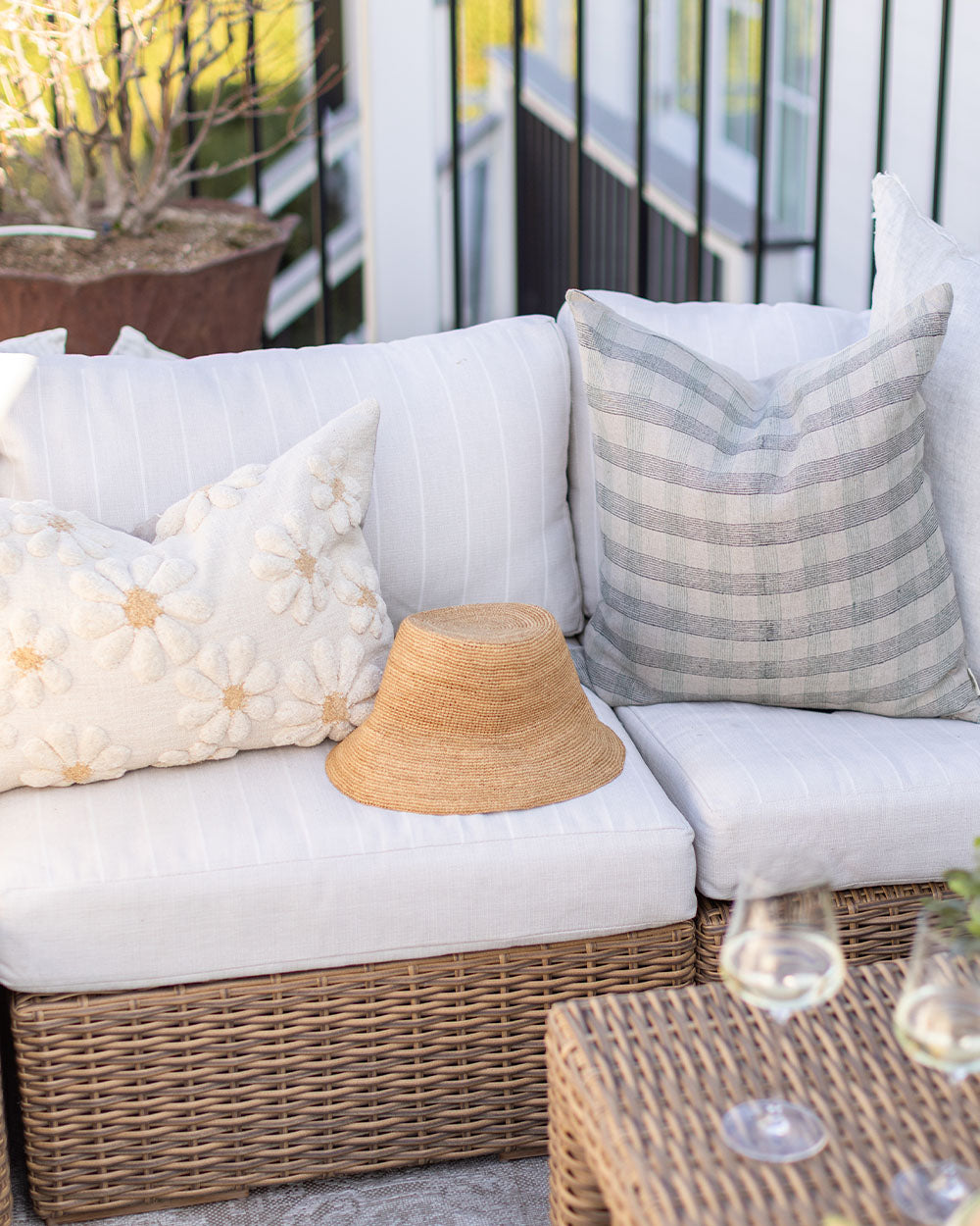 Indaba Block Print Plaid Linen Pillow - Thumbnail 5