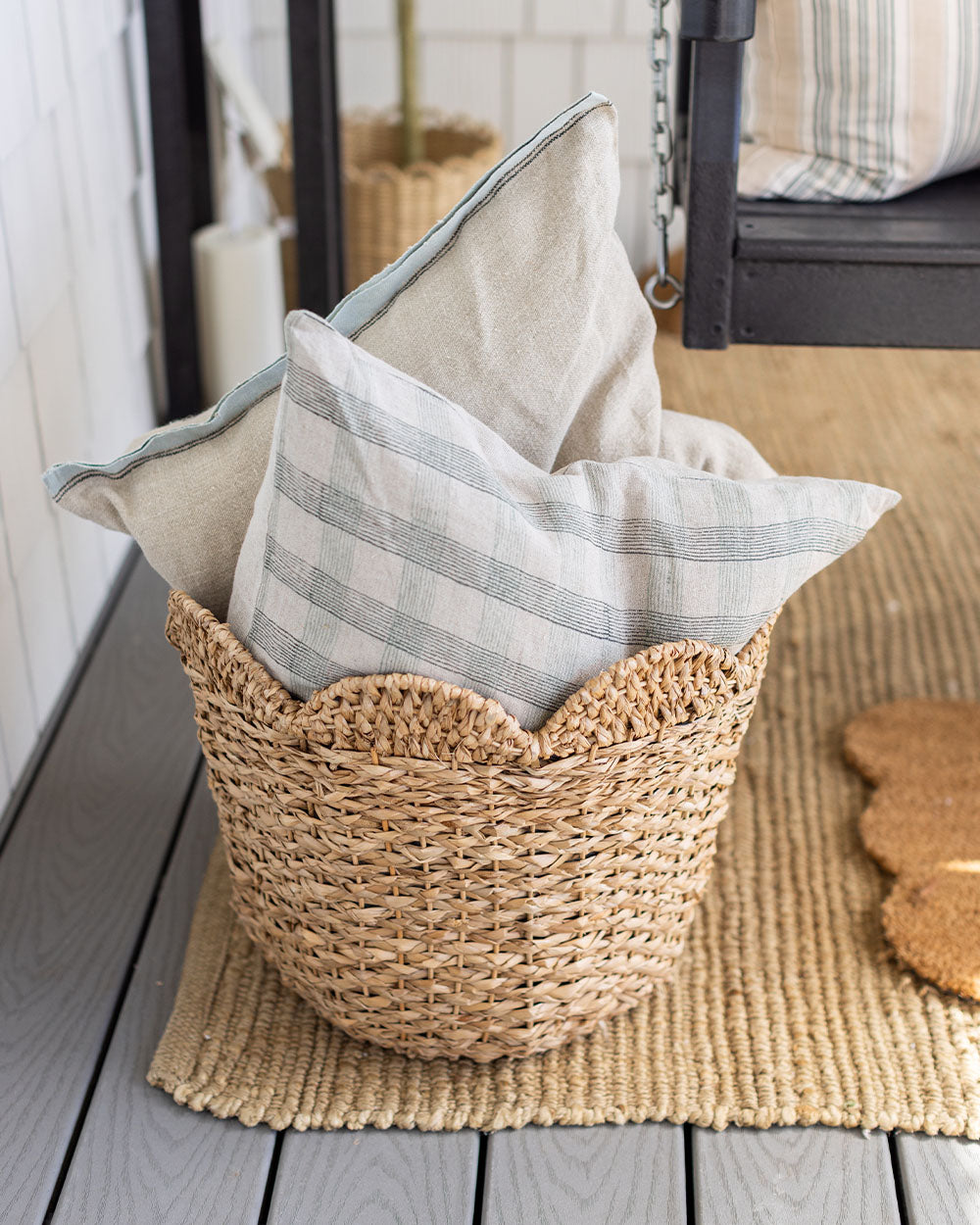 Indaba Block Print Plaid Linen Pillow - Thumbnail 2